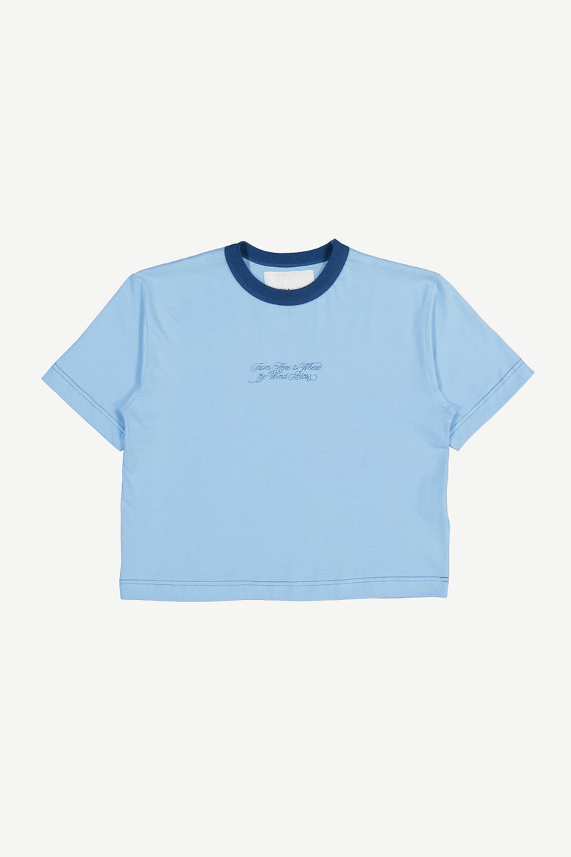 Cropped Ringer Tee ~ Sky – Stiebeuel