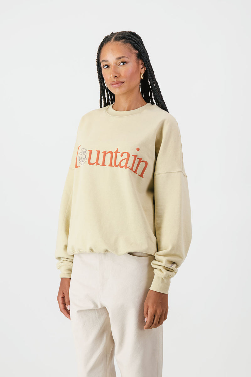 Mountain Oversized Crewneck Sweatshirt - Stone