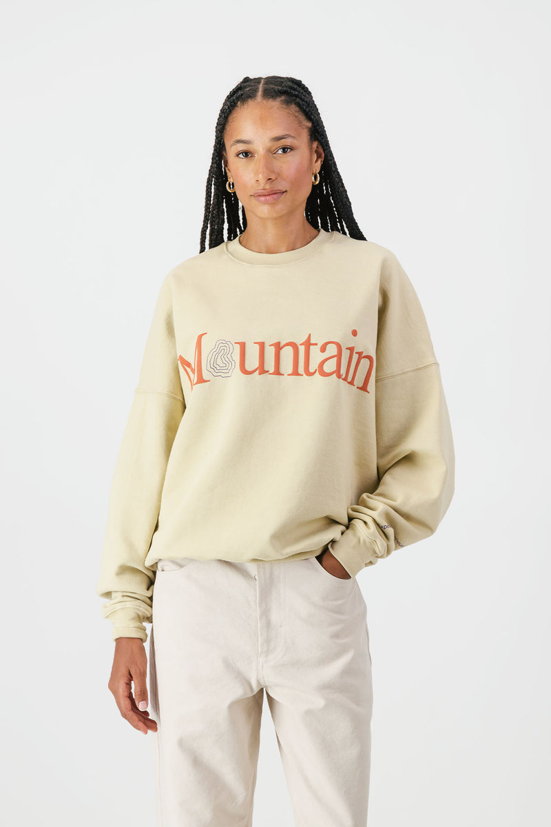 Mountain Oversized Crewneck Sweatshirt - Stone